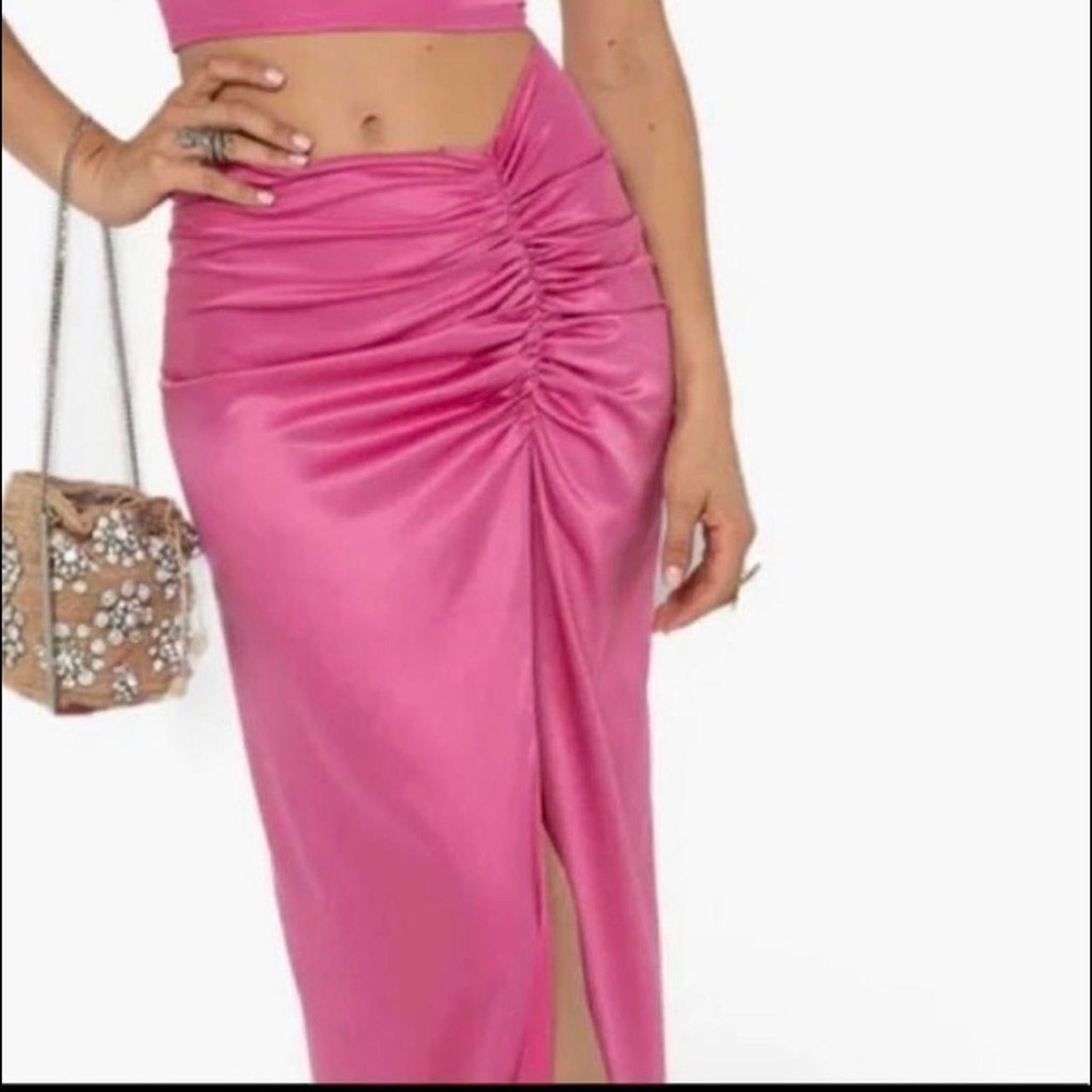 Marc New York Barbie Pink Chic Gathered Drawstring Midi Skirt Size Small S